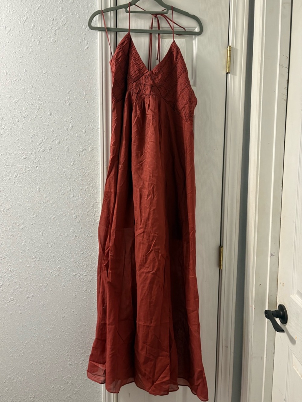 Steve Madden Burnt Orange Maxi Dress with V-Neck